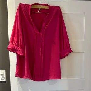 Ann Taylor Bright Pink pleated Front Blouse